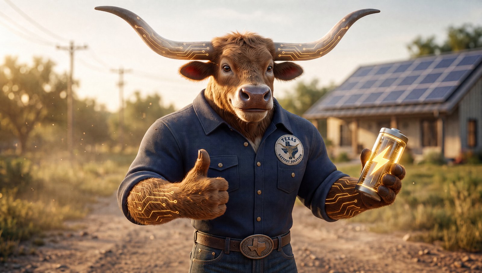 Texas Battery Solution mascot giving a thumbs up