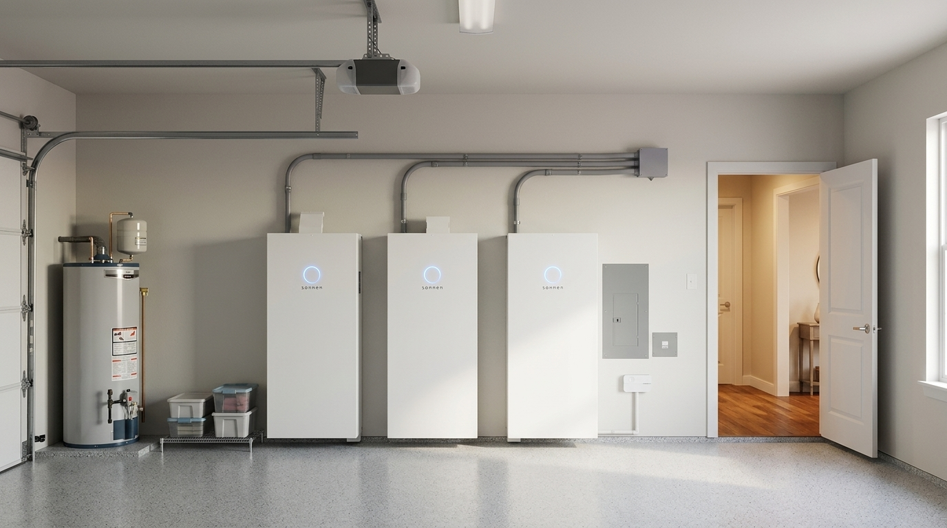 Three sonnen Core units in a garage